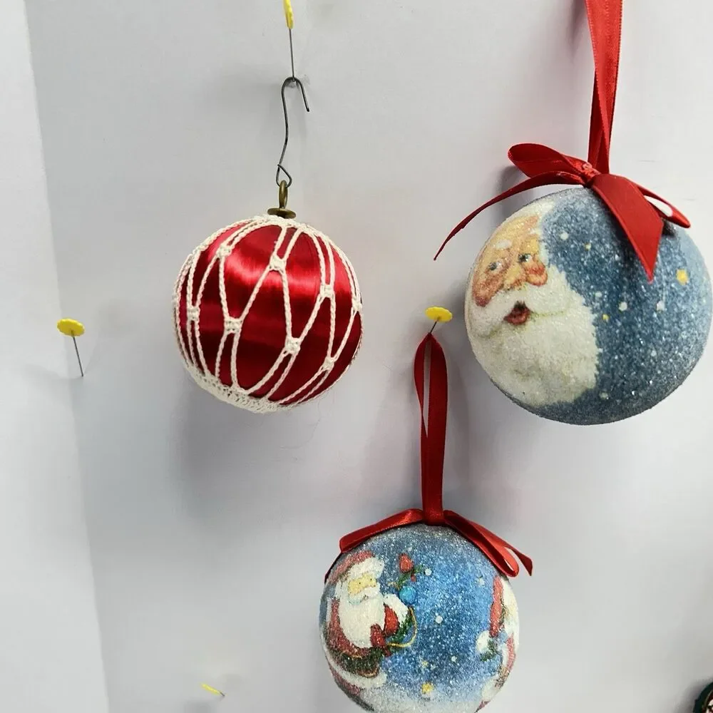 Vintage M&M Character Ornament Lot Fabric Quilted Baubles Pillow Candy Canes